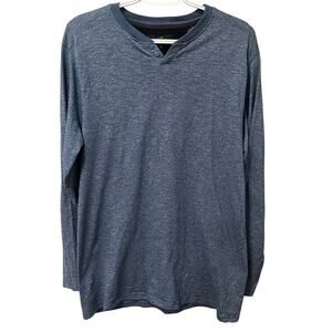 Michael Brandon Men's Long Sleeve Henley Shirt Heather Blue XL